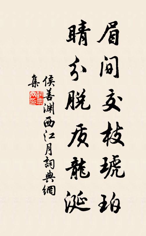 侯善渊眉间交枝琥珀，睛分脱质龙涎书法作品欣赏