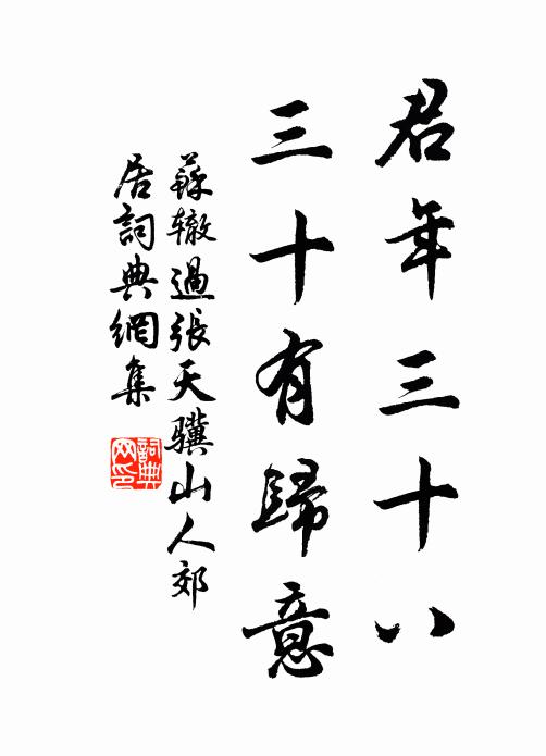 苏辙君年三十八，三十有归意书法作品欣赏