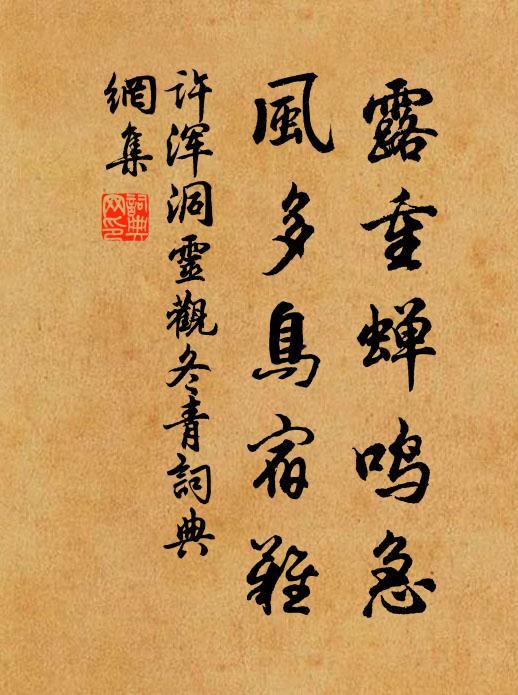 许浑露重蝉鸣急，风多鸟宿难书法作品欣赏