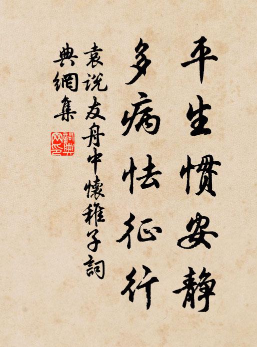 袁说友平生惯安静，多病怯征行书法作品欣赏