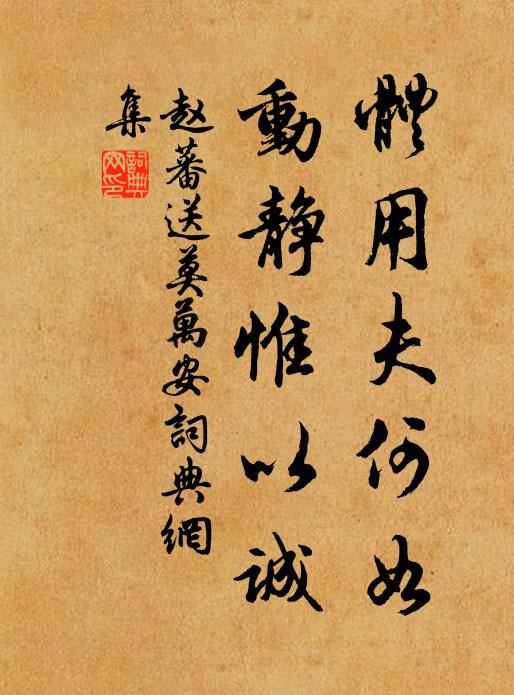 赵蕃体用夫何如，动静惟以诚书法作品欣赏