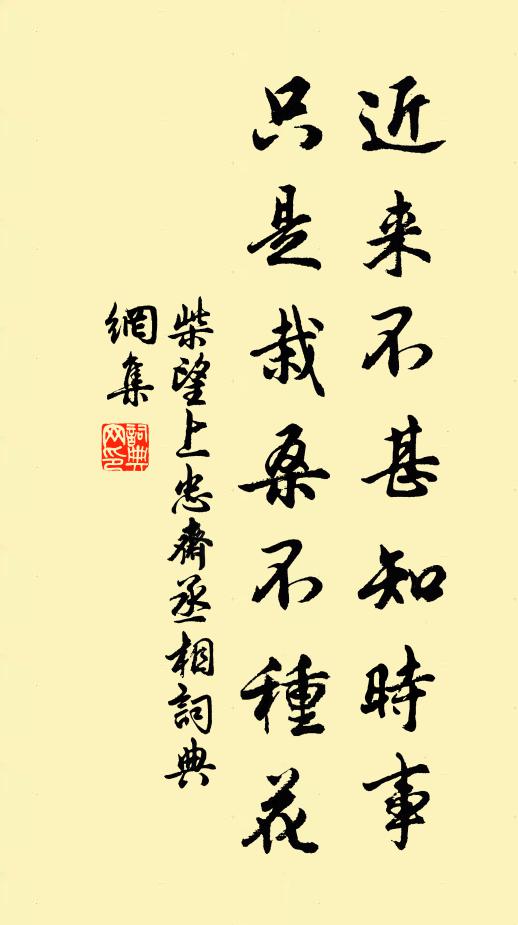 柴望近来不甚知时事，只是栽桑不种花书法作品欣赏