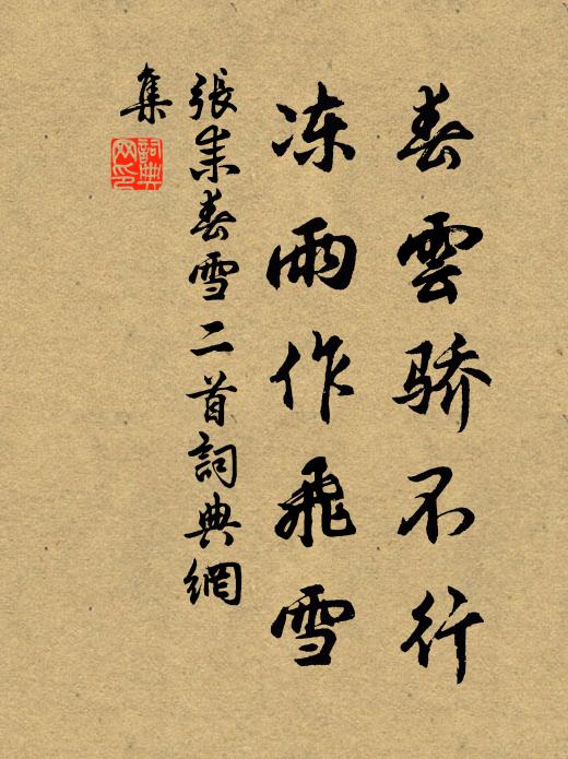 张耒春云骄不行,冻雨作飞雪书法作品欣赏