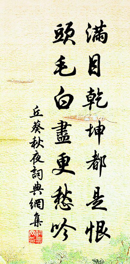 丘葵满目乾坤都是恨，头毛白尽更愁吟书法作品欣赏