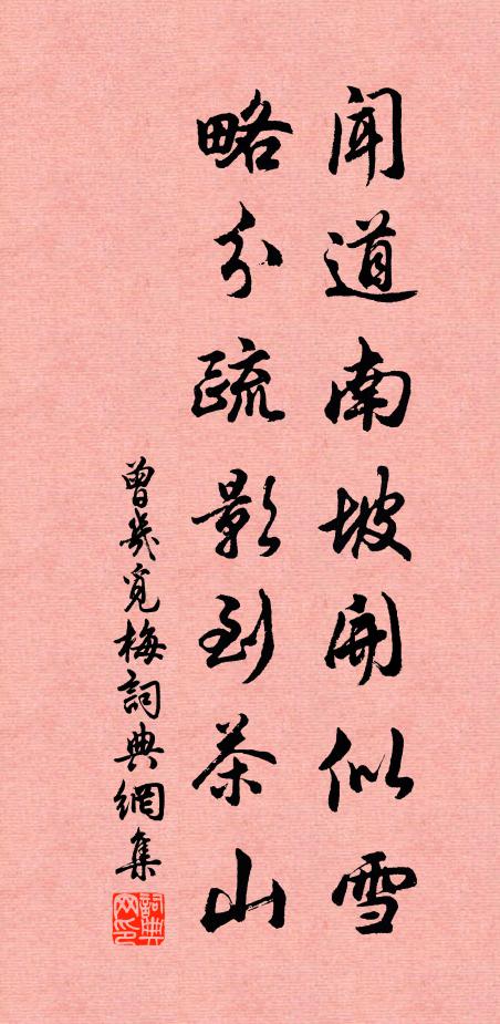 曾几闻道南坡开似雪，略分疏影到茶山书法作品欣赏