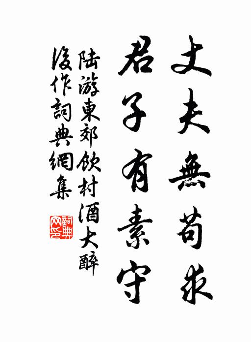 陆游丈夫无苟求，君子有素守书法作品欣赏
