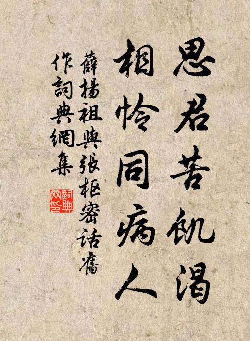 薛扬祖思君苦饥渴，相怜同病人书法作品欣赏