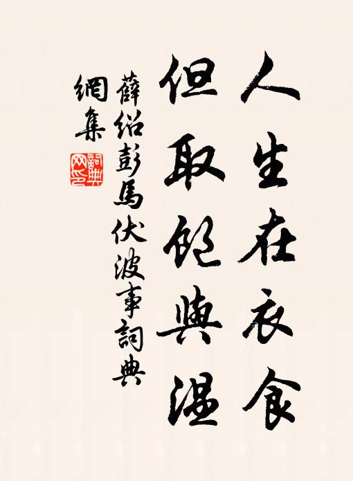 薛绍彭人生在衣食，但取饱与温书法作品欣赏