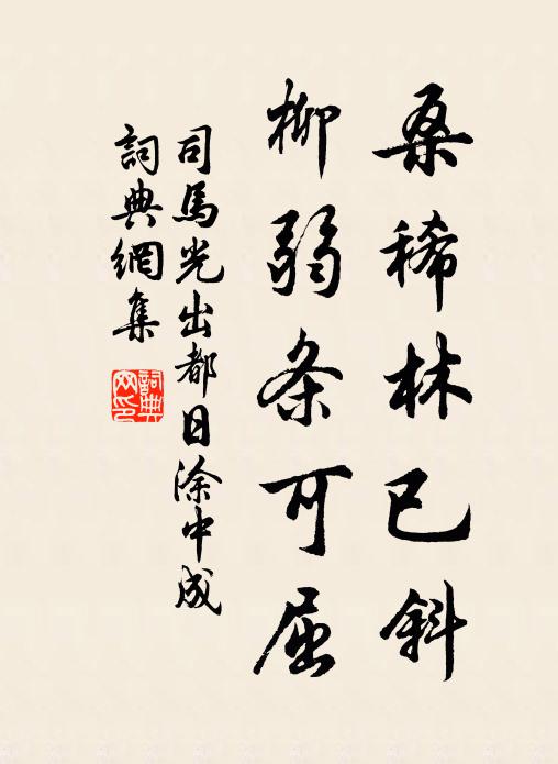 司马光桑稀林已斜，柳弱条可屈书法作品欣赏