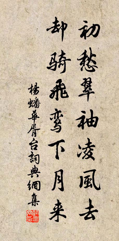 杨蟠初愁翠袖凌风去，却骑飞鸾下月来书法作品欣赏