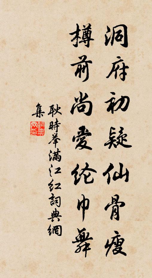 耿时举洞府初疑仙骨瘦，樽前尚爱纶巾舞书法作品欣赏