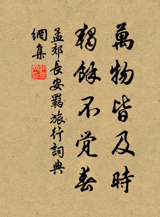 孟郊万物皆及时，独余不觉春书法作品欣赏
