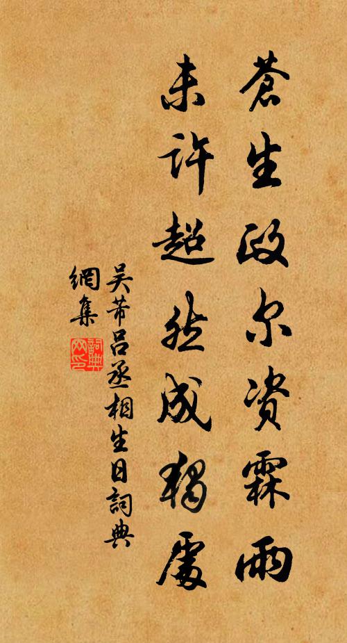 吴芾苍生政尔资霖雨，未许超然成独处书法作品欣赏