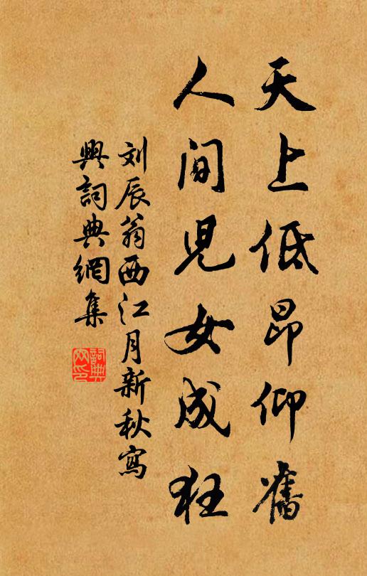 刘辰翁天上低昂仰旧，人间儿女成狂书法作品欣赏