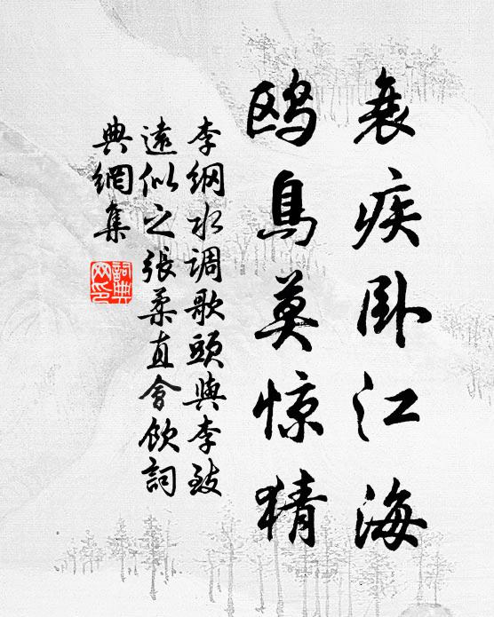 李纲衰疾卧江海，鸥鸟莫惊猜书法作品欣赏