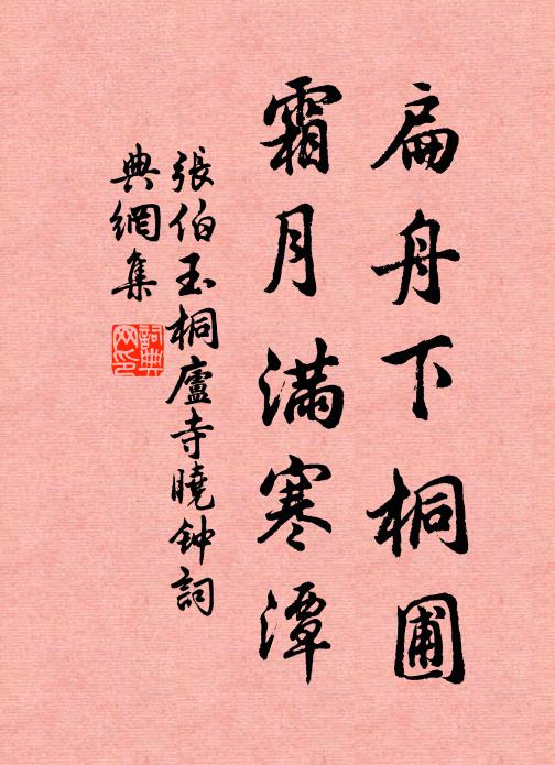张伯玉扁舟下桐圃，霜月满寒潭书法作品欣赏