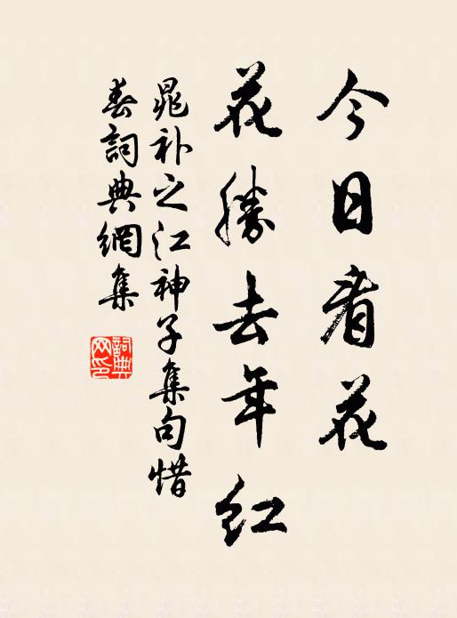 晁补之今日看花，花胜去年红书法作品欣赏