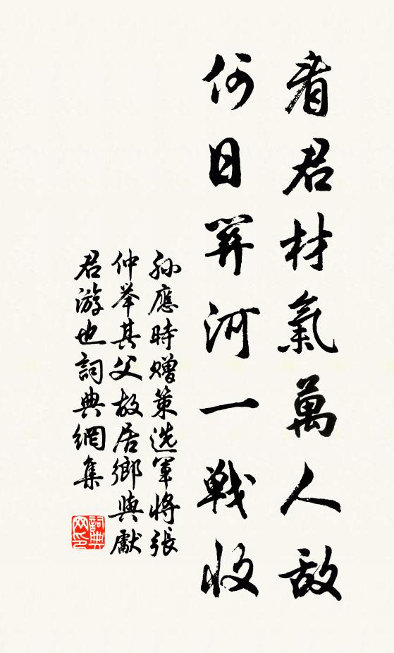 孙应时看君材气万人敌，何日关河一战收书法作品欣赏
