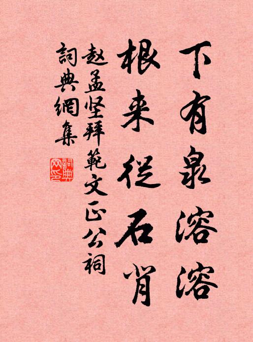 赵孟坚下有泉溶溶，根来从石背书法作品欣赏