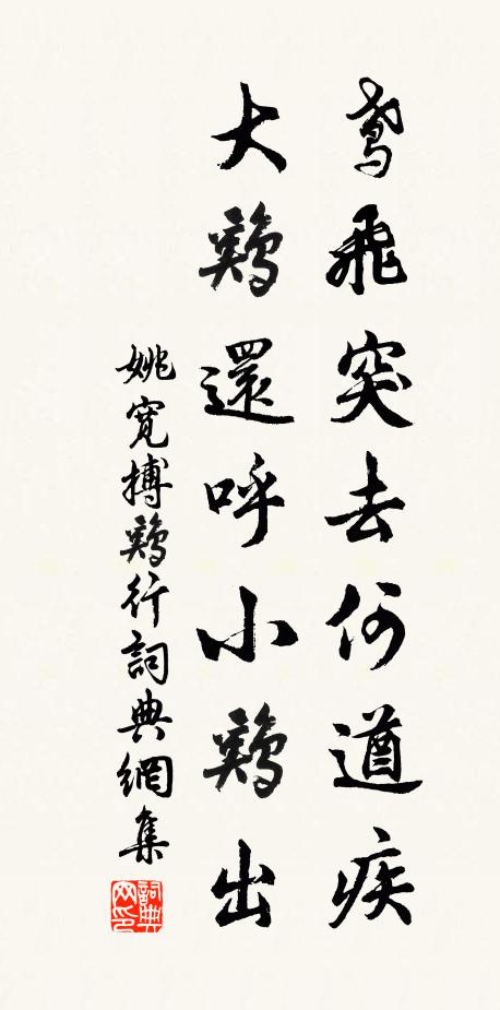 姚宽鸢飞突去何遒疾，大鸡还呼小鸡出书法作品欣赏