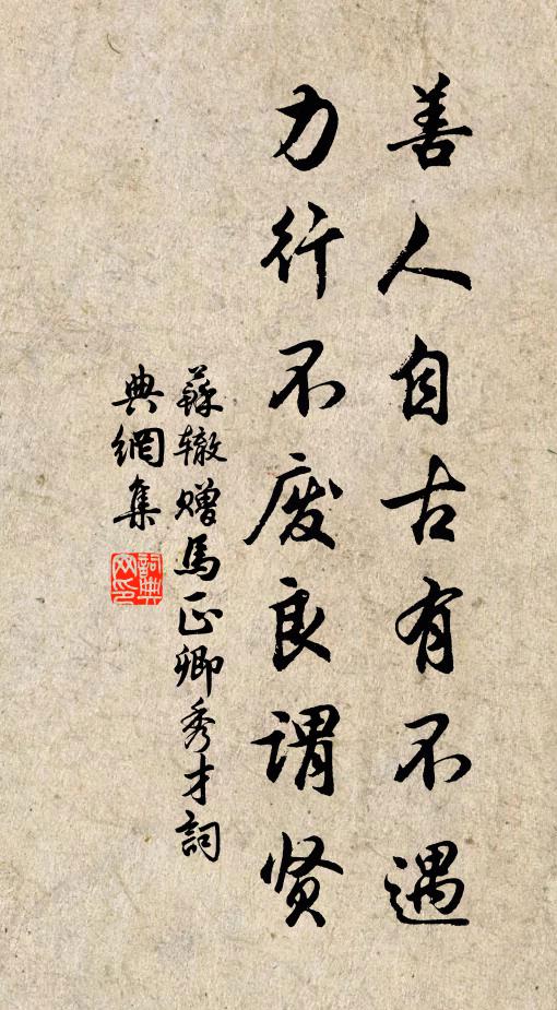 苏辙善人自古有不遇，力行不废良谓贤书法作品欣赏