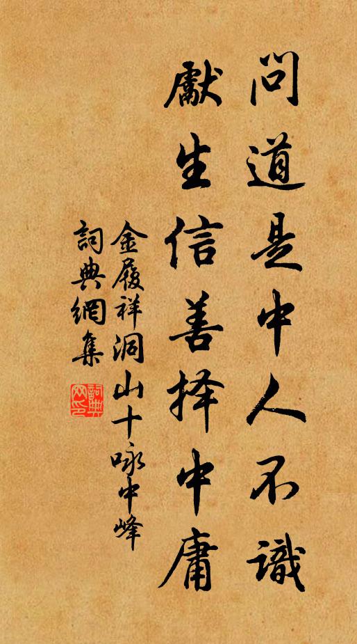 金履祥问道是中人不识，先生信善择中庸书法作品欣赏