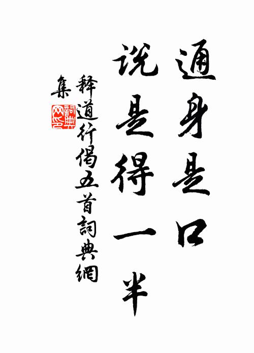 释道行通身是口，说是得一半书法作品欣赏