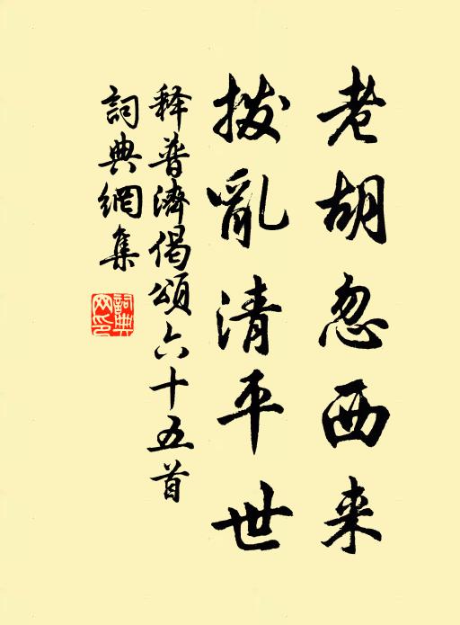 释普济老胡忽西来，拨乱清平世书法作品欣赏