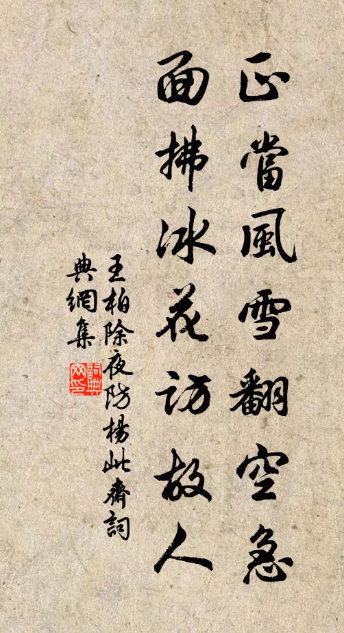 王柏正当风雪翻空急，面拂冰花访故人书法作品欣赏