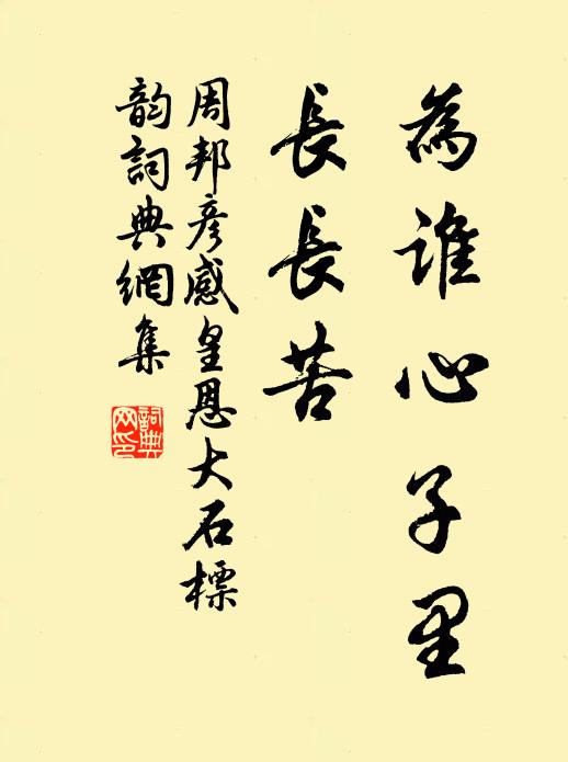 周邦彦为谁心子里，长长苦书法作品欣赏