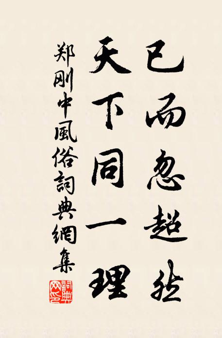 郑刚中已而忽超然，天下同一理书法作品欣赏