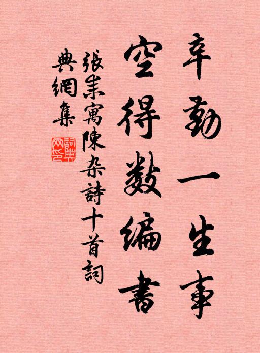 张耒辛勤一生事，空得数编书书法作品欣赏