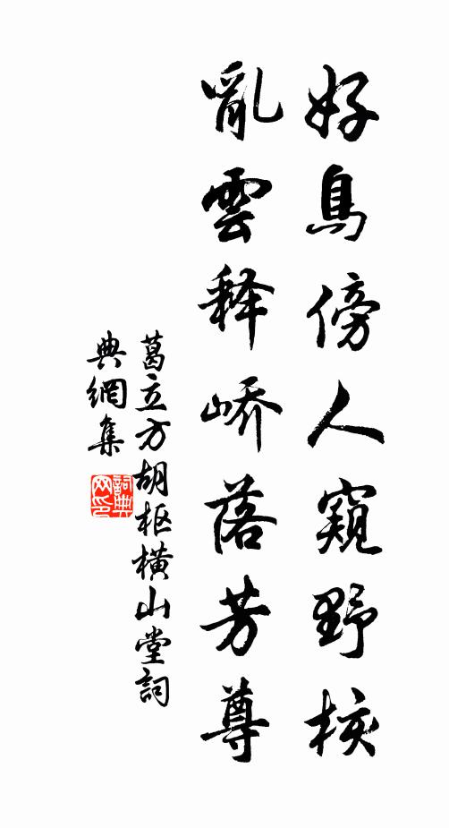 葛立方好鸟傍人窥野核，乱云释峤落芳尊书法作品欣赏