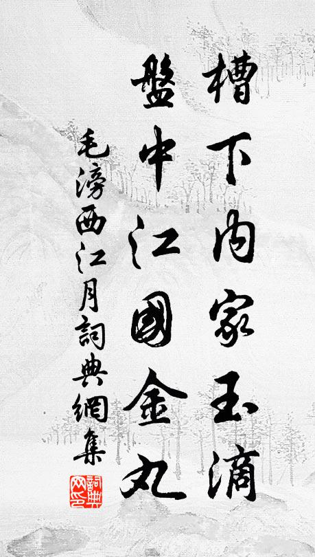 毛滂槽下内家玉滴，盘中江国金丸书法作品欣赏