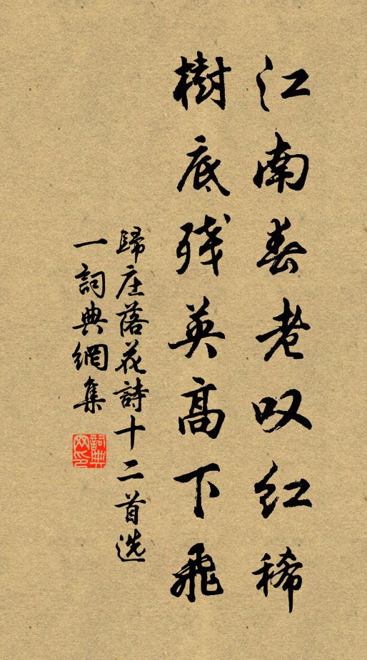 归庄江南春老叹红稀，树底残英高下飞书法作品欣赏