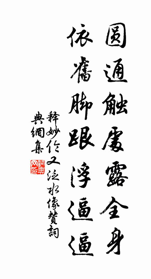 释妙伦圆通触处露全身，依旧脚跟浮逼逼书法作品欣赏