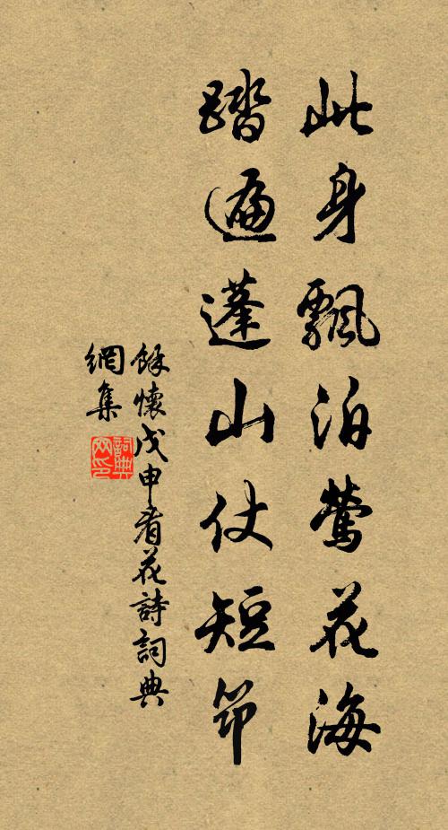 余怀此身飘泊莺花海，踏遍蓬山仗短筇书法作品欣赏