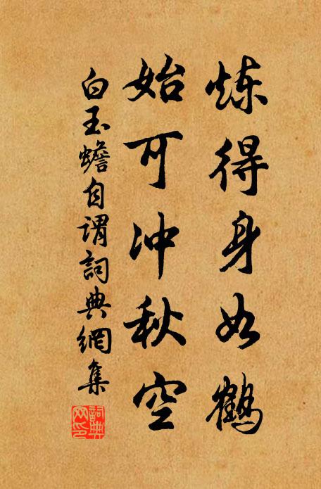 白玉蟾炼得身如鹤,始可冲秋空书法作品欣赏