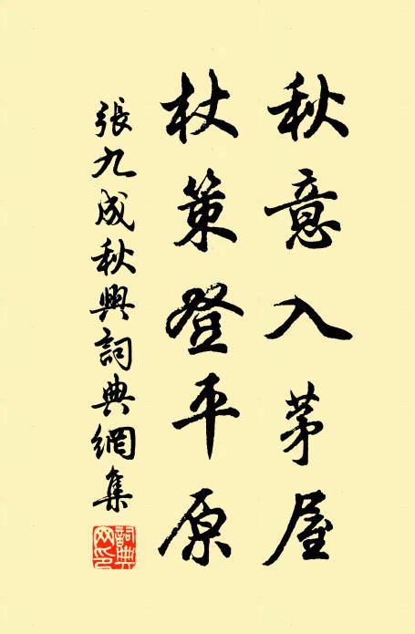 张九成秋意入茅屋，杖策登平原书法作品欣赏