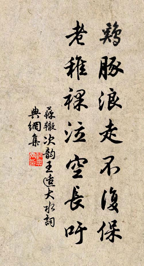 苏辙鸡豚浪走不复保，老稚裸泣空长吁书法作品欣赏