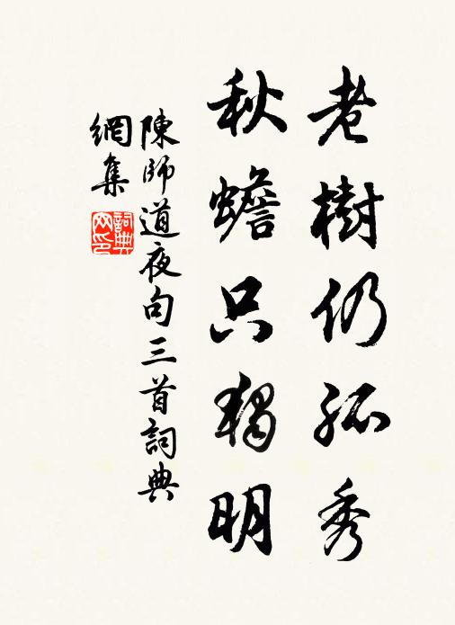 陈师道老树仍孤秀，秋蟾只独明书法作品欣赏