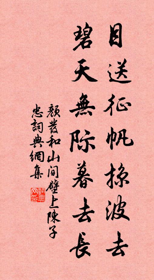 颜发目送征帆掠波去，碧天无际暮去长书法作品欣赏