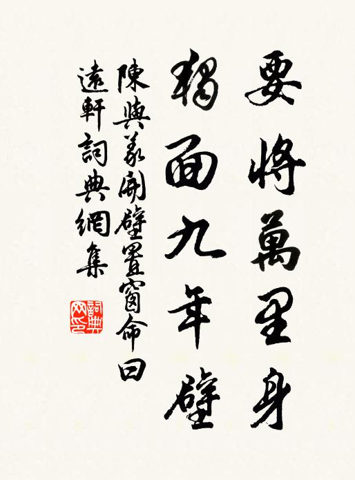 陈与义要将万里身,独面九年壁书法作品欣赏