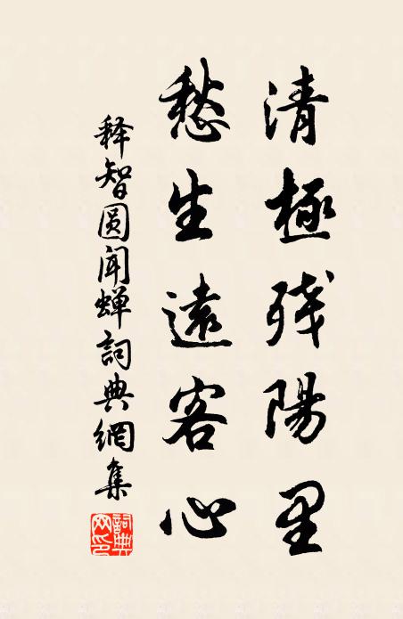 释智圆清极残阳里，愁生远客心书法作品欣赏