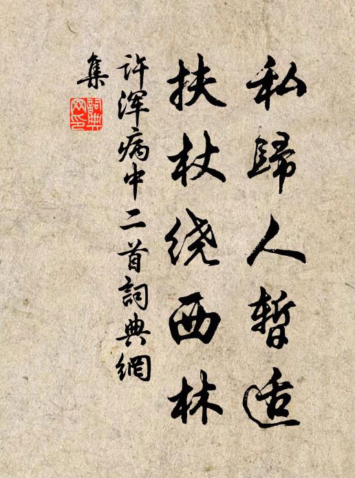 许浑私归人暂适，扶杖绕西林书法作品欣赏
