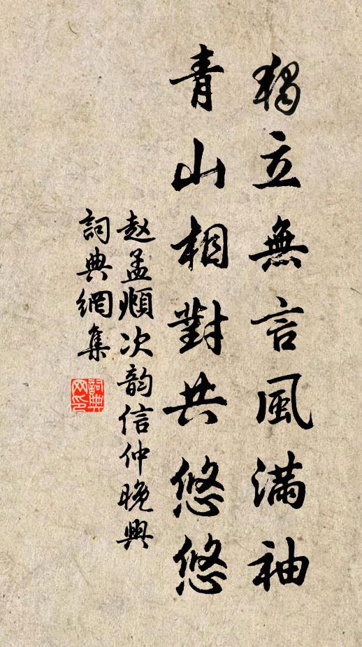 赵孟頫独立无言风满袖，青山相对共悠悠书法作品欣赏