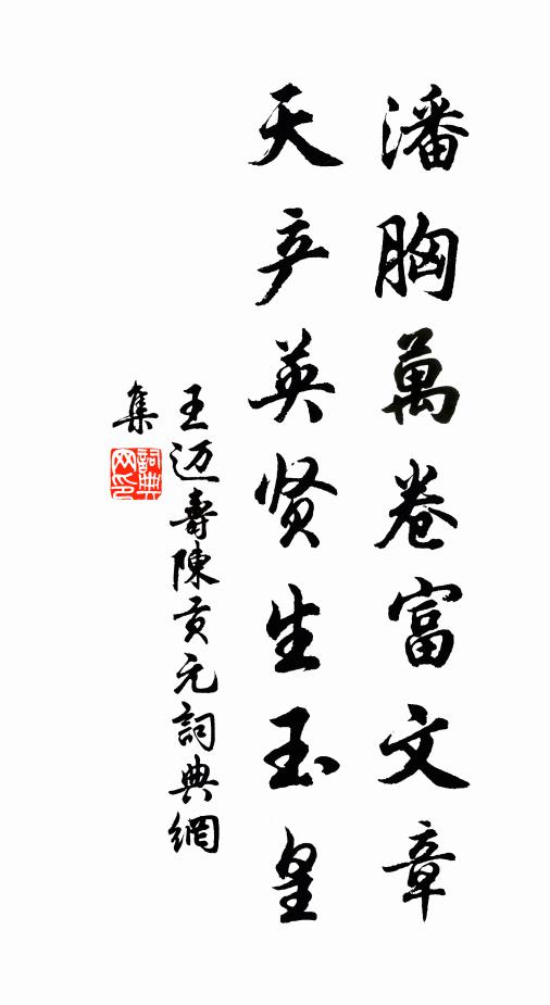 王迈潘胸万卷富文章，天产英贤生玉皇书法作品欣赏
