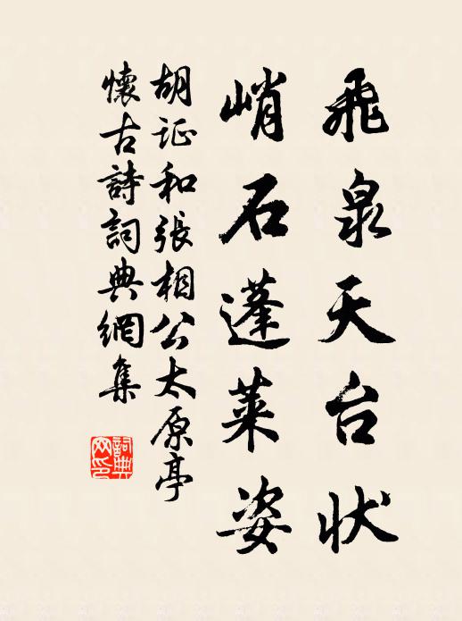 胡证飞泉天台状，峭石蓬莱姿书法作品欣赏