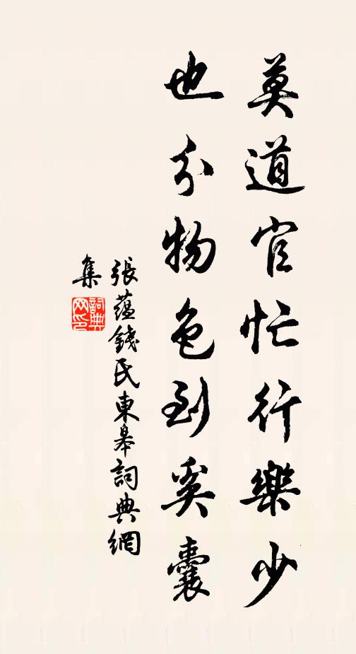张蕴莫道官忙行乐少，也分物色到奚囊书法作品欣赏