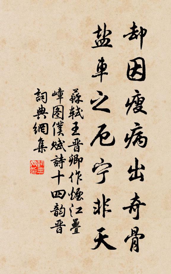 苏轼却因瘦病出奇骨，盐车之厄宁非天书法作品欣赏